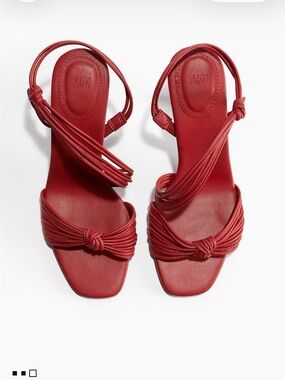 H&M Red Knotted Strap Heeled Sandals
